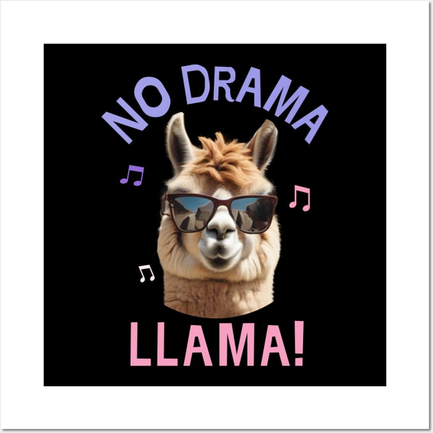 No Drama Llama Cool Alpaca with Sunglasses Funny Wall Art by ReaBelle